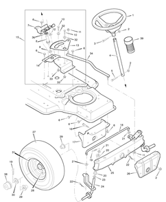 Steering Diagram and Parts List for 42910A 1996 Briggs and Stratton Lawn Tractor